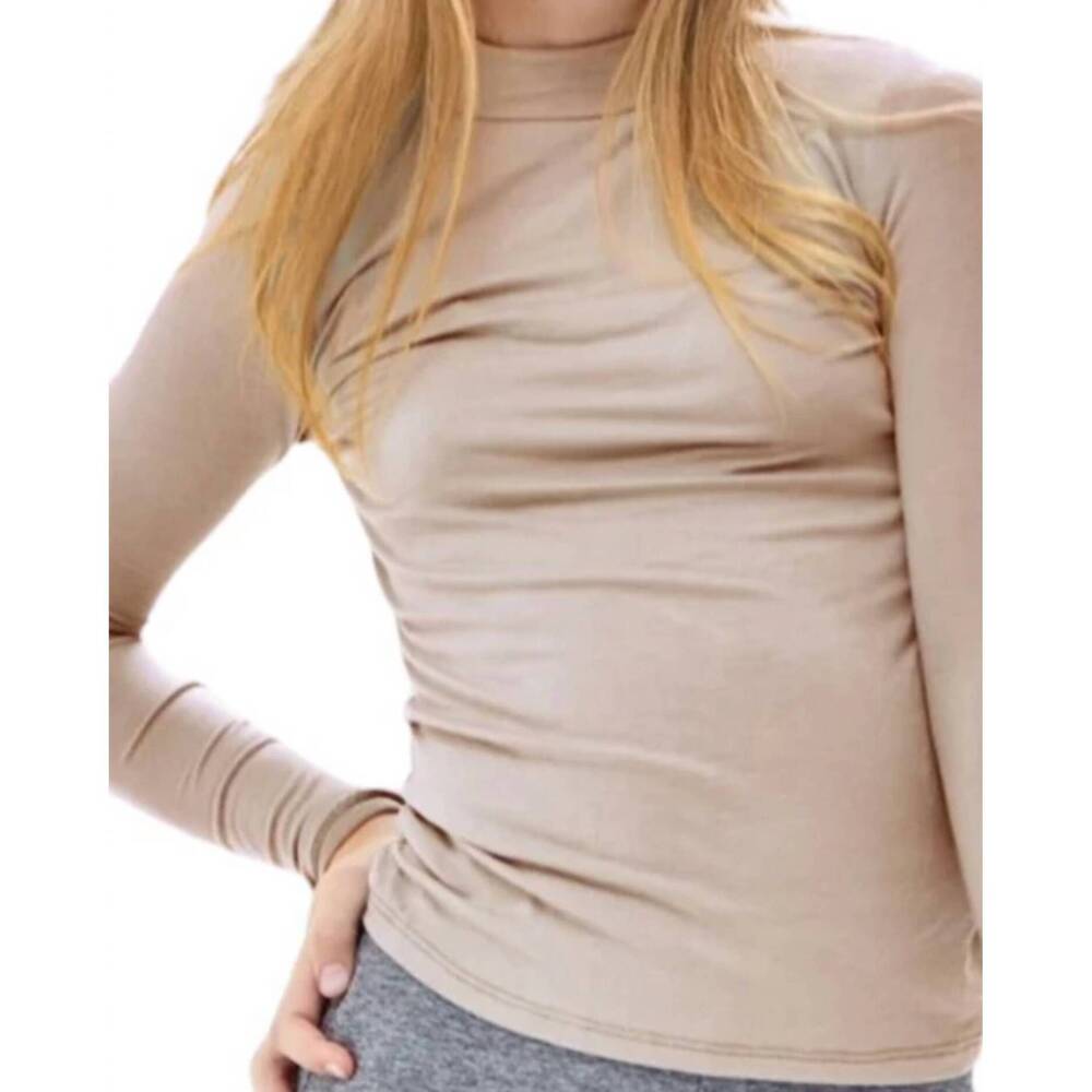 NEW GOOD GIRL mock neck long sleeve top in mocha
